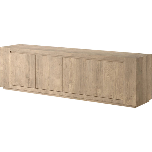 Abaso Media Console by Four Hands. Made from thick oak veneer in a modern style.