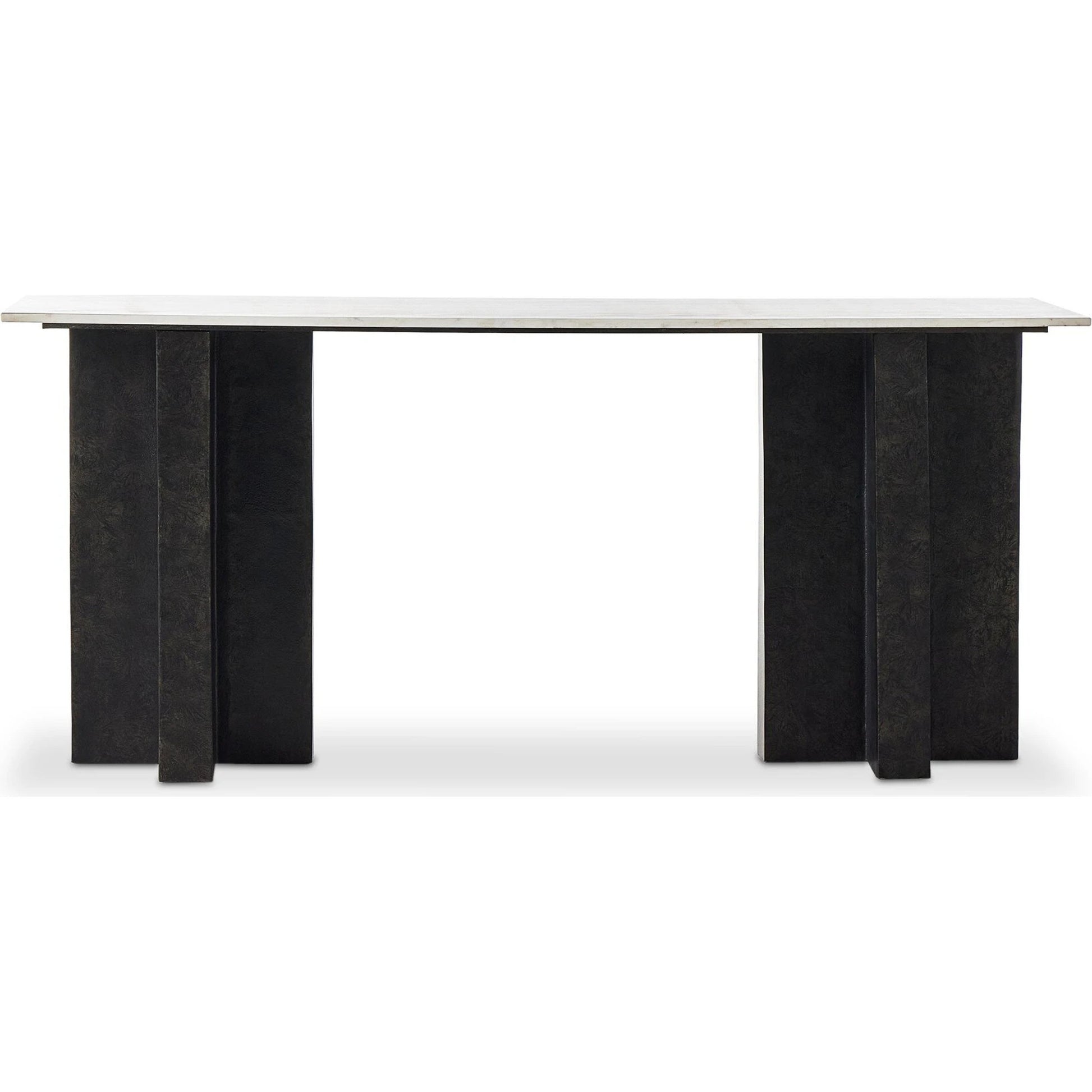 Terrell Large Console Table by Four Hands. Made from solid marble, aluminum, engineered hardwood in a modern style.