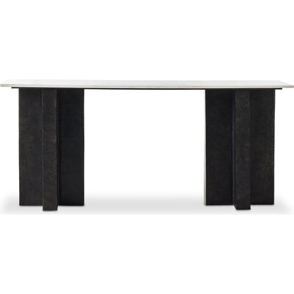 Terrell Large Console Table by Four Hands. Made from solid marble, aluminum, engineered hardwood in a modern style.
