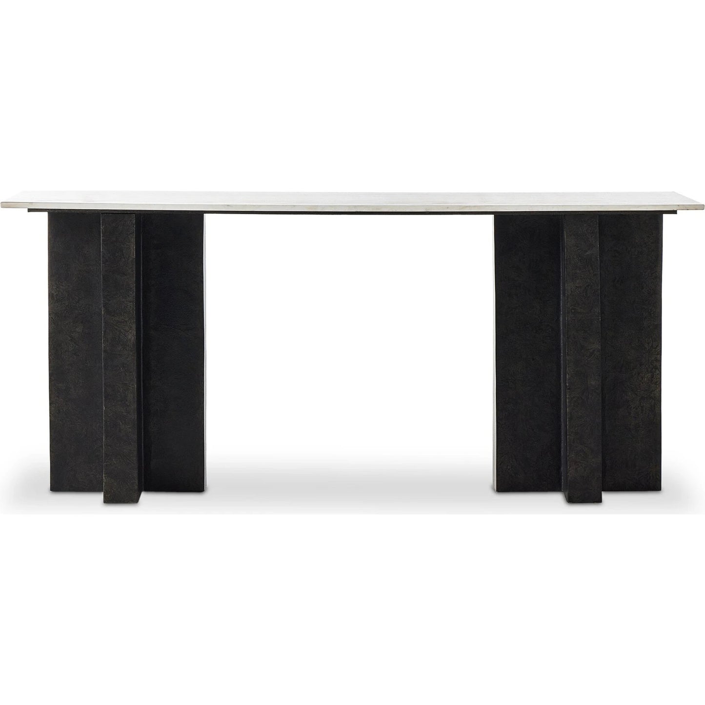 003 SI-2137625 | Additional Silo | Terrell Large Console Table by Four Hands in polished white marble, raw black. Made from solid marble, aluminum, engineered hardwood in a modern style.