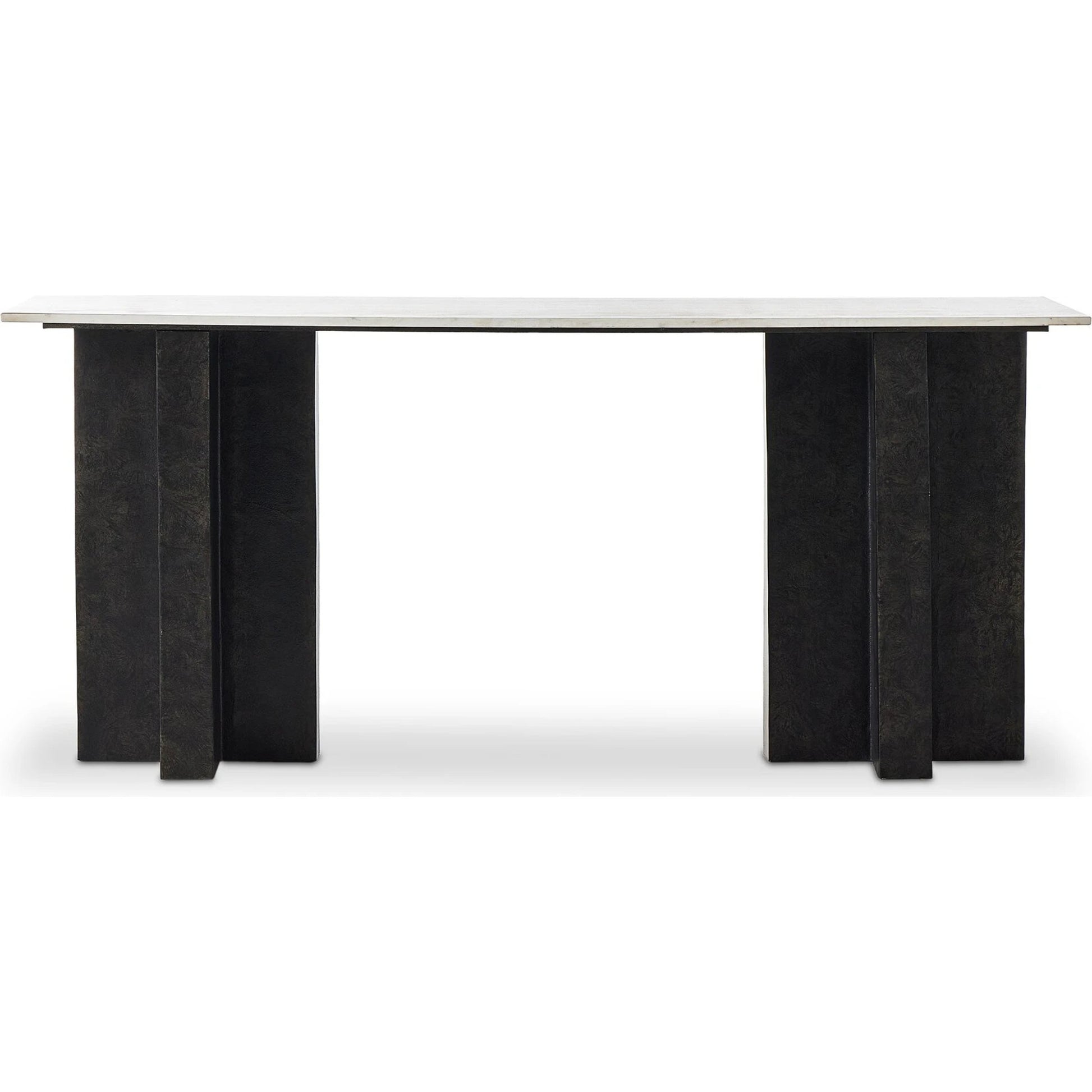 Terrell Large Console Table by Four Hands. Made from solid marble, aluminum, engineered hardwood in a modern style.