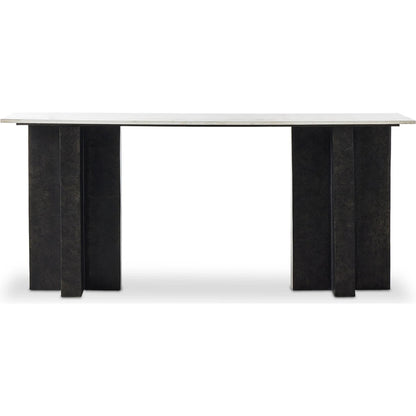 Terrell Large Console Table by Four Hands. Made from solid marble, aluminum, engineered hardwood in a modern style.