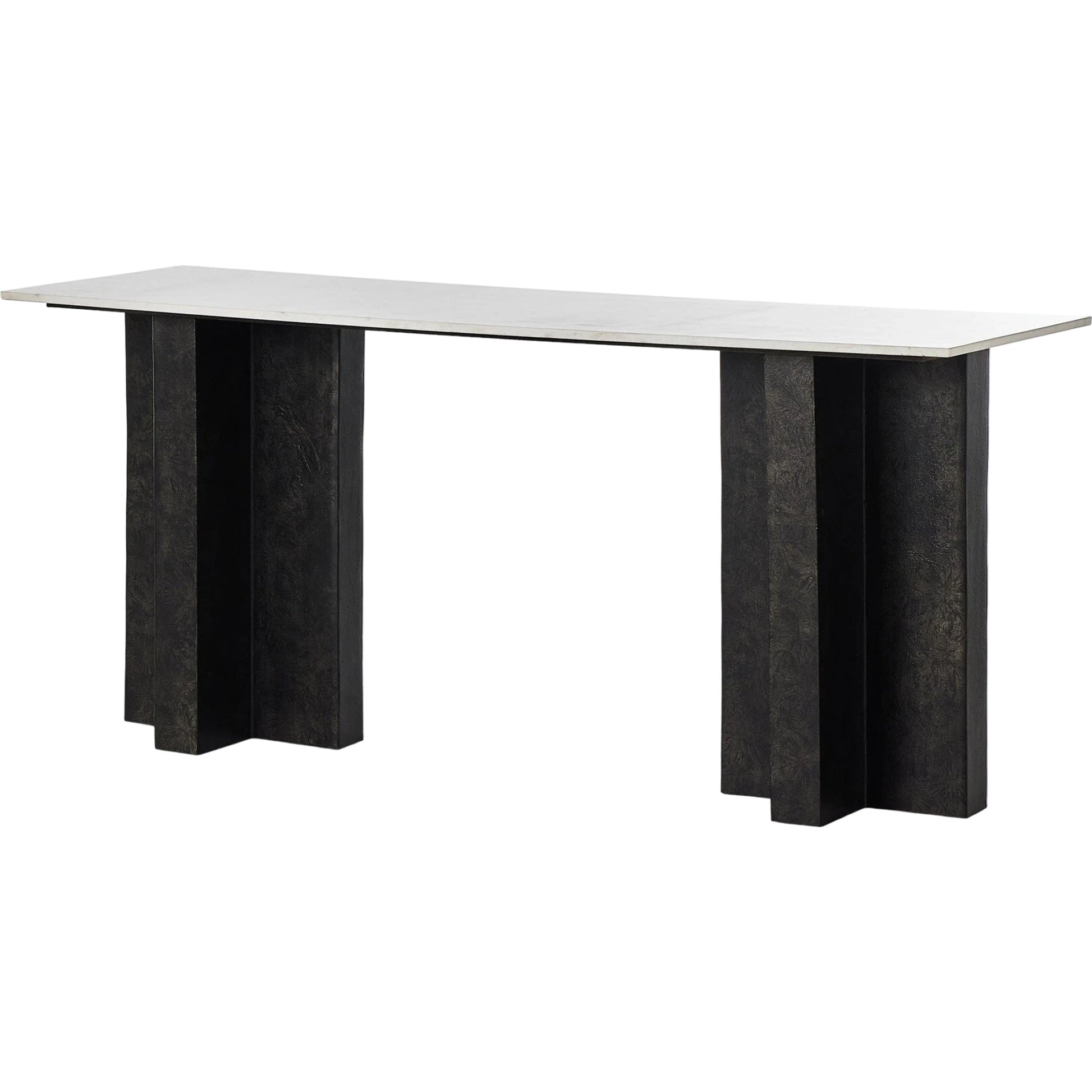 Terrell Large Console Table by Four Hands. Made from solid marble, aluminum, engineered hardwood in a modern style.