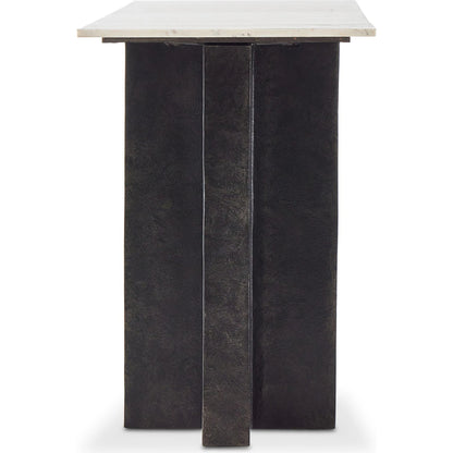 Terrell Large Console Table by Four Hands. Made from solid marble, aluminum, engineered hardwood in a modern style.