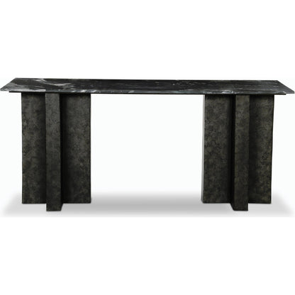 Terrell Large Console Table by Four Hands. Made from solid marble, aluminum, engineered hardwood in a modern style.