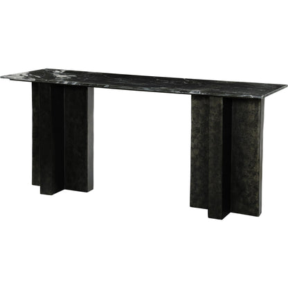 Terrell Large Console Table by Four Hands. Made from solid marble, aluminum, engineered hardwood in a modern style.