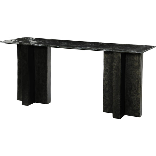Terrell Large Console Table by Four Hands. Made from solid marble, aluminum, engineered hardwood in a modern style.