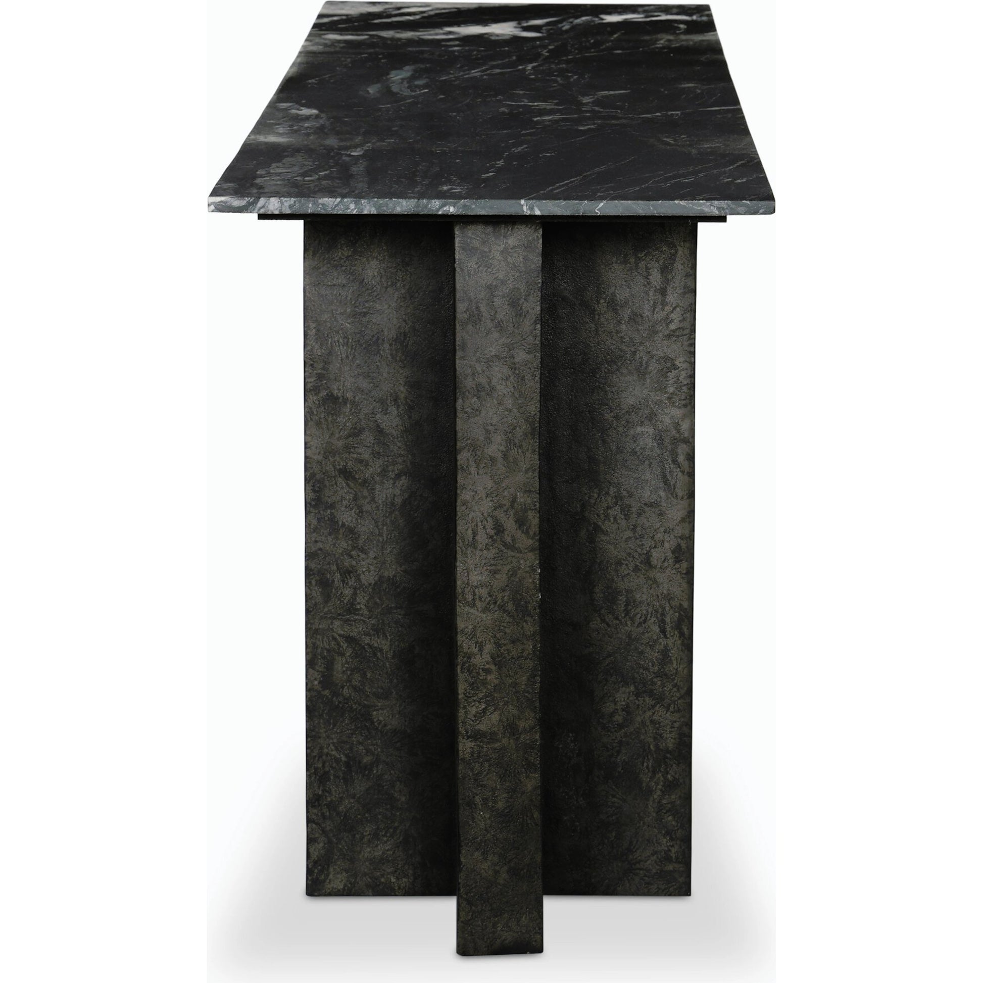 Terrell Large Console Table by Four Hands. Made from solid marble, aluminum, engineered hardwood in a modern style.