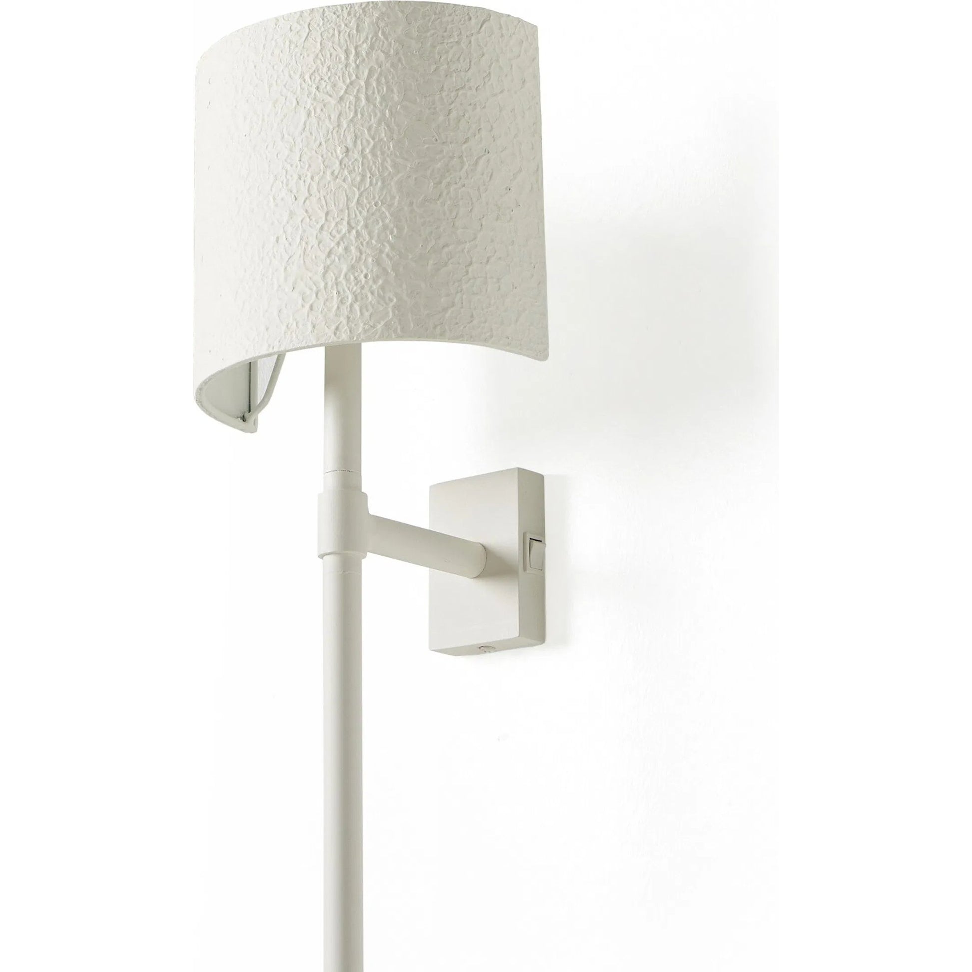 Maurice Sconce by Four Hands in matte white plaster, matte white iron. Made from iron in a unique style.