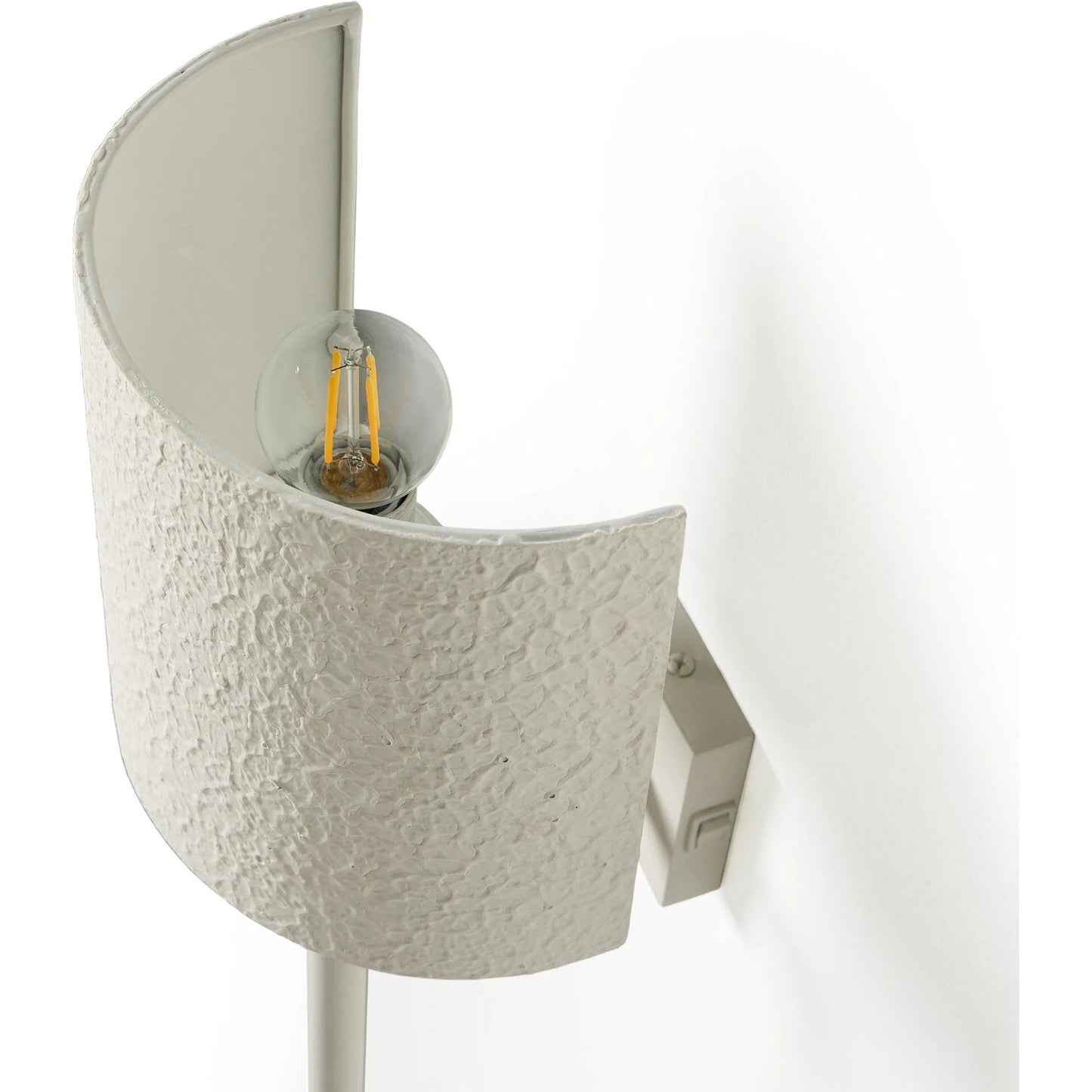 005 SI-2635330 | Closeup | Maurice Sconce by Four Hands in matte white plaster, matte white iron. Made from iron in a unique style.