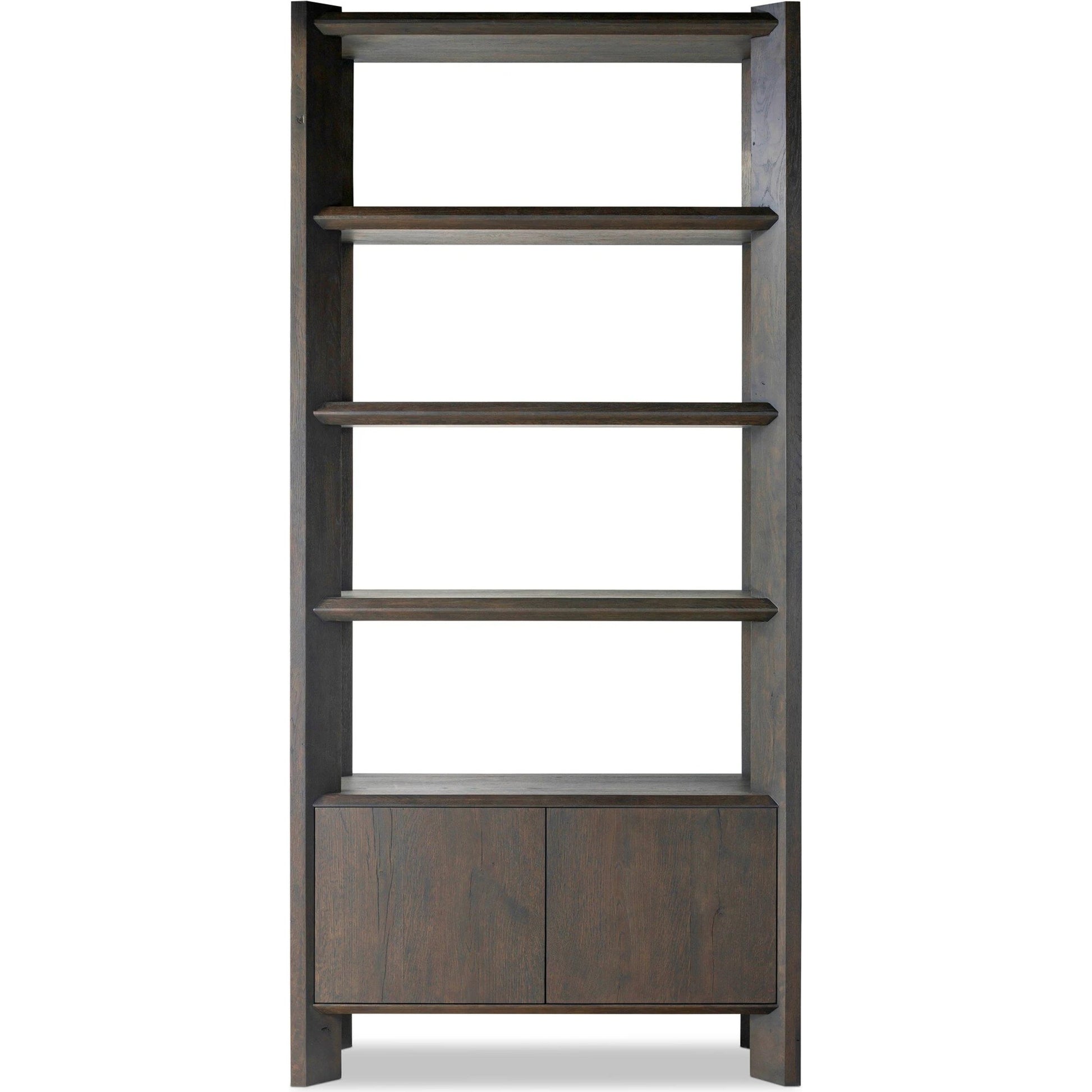 Orwin Bookshelf by Four Hands in smoked black oak. Made from solid oak, thick oak veneer in a modern style.