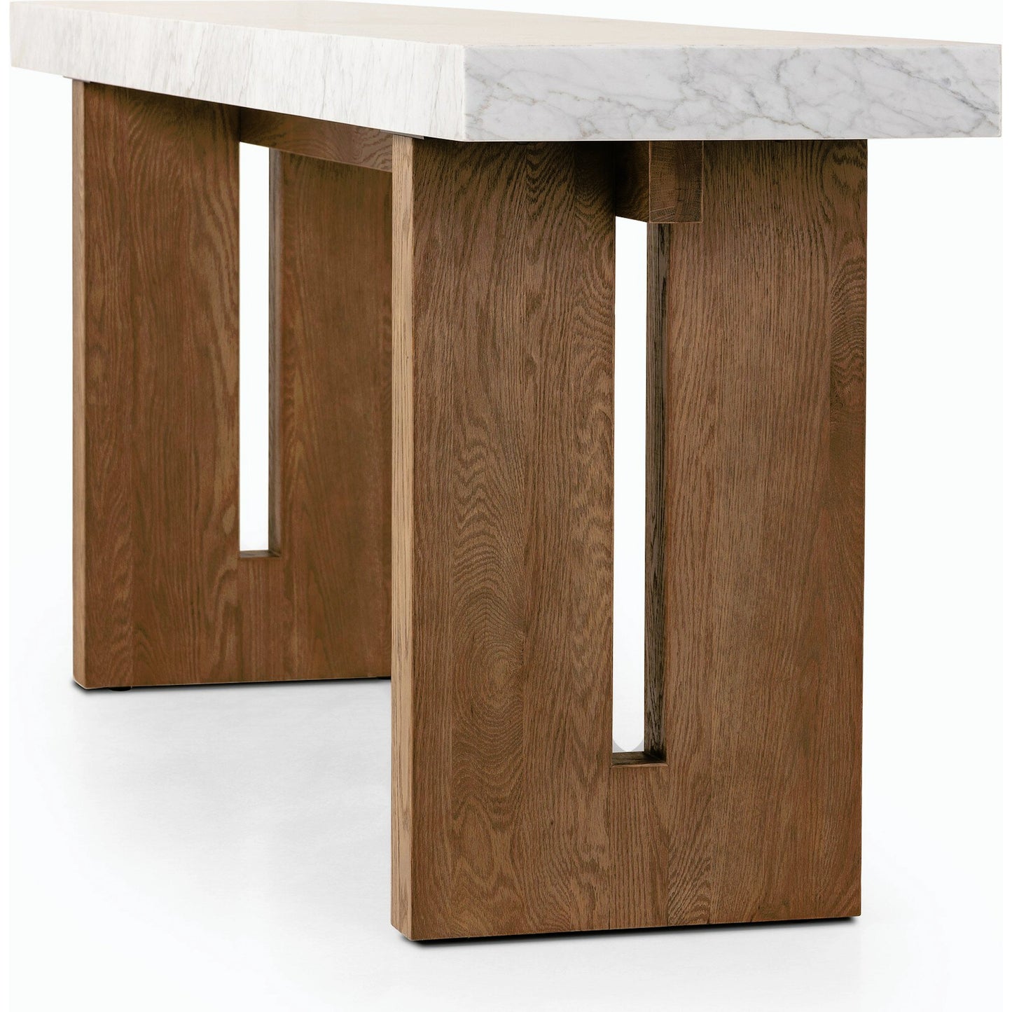 004 SI-2158364 | Additional Silo | Olympia Console Table by Four Hands in white carrara marble, smoked oak veneer and white carrara marble. Made from carrara solid, thick oak veneer, poplar plywood in a modern style.
