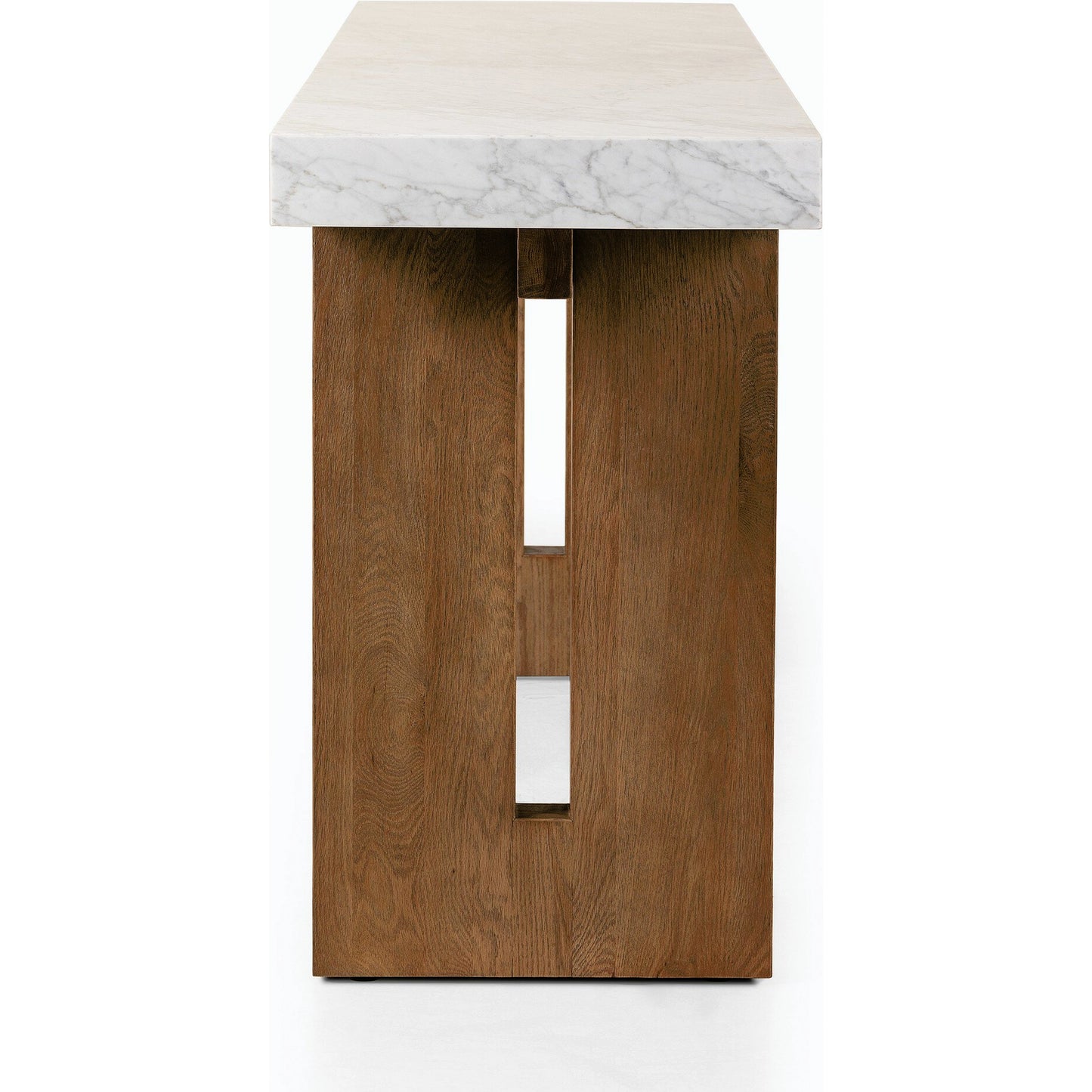 003 SI-2158364 | Additional Silo | Olympia Console Table by Four Hands in white carrara marble, smoked oak veneer and white carrara marble. Made from carrara solid, thick oak veneer, poplar plywood in a modern style.