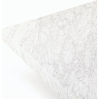 Bellamy Rectangular Coffee Table by Four Hands in white carrara marble, smoked oak veneer and white carrara marble. Made from carrara solid, thick oak veneer, poplar plywood in a modern style.