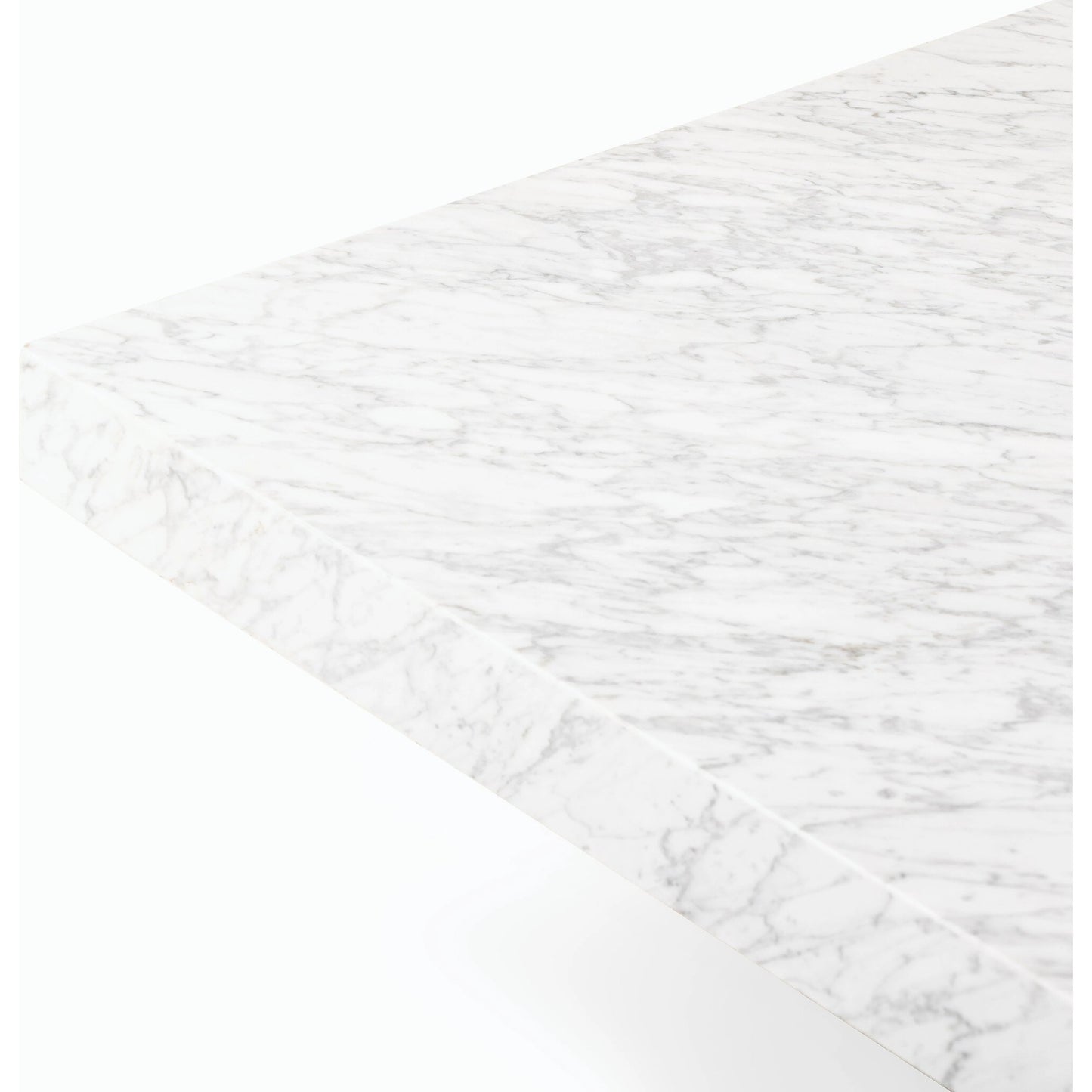 007 SI-2158061 | Closeup | Bellamy Square Coffee Table by Four Hands in white carrara marble, smoked oak veneer and white carrara marble. Made from carrara solid, thick oak veneer, poplar plywood in a modern style.