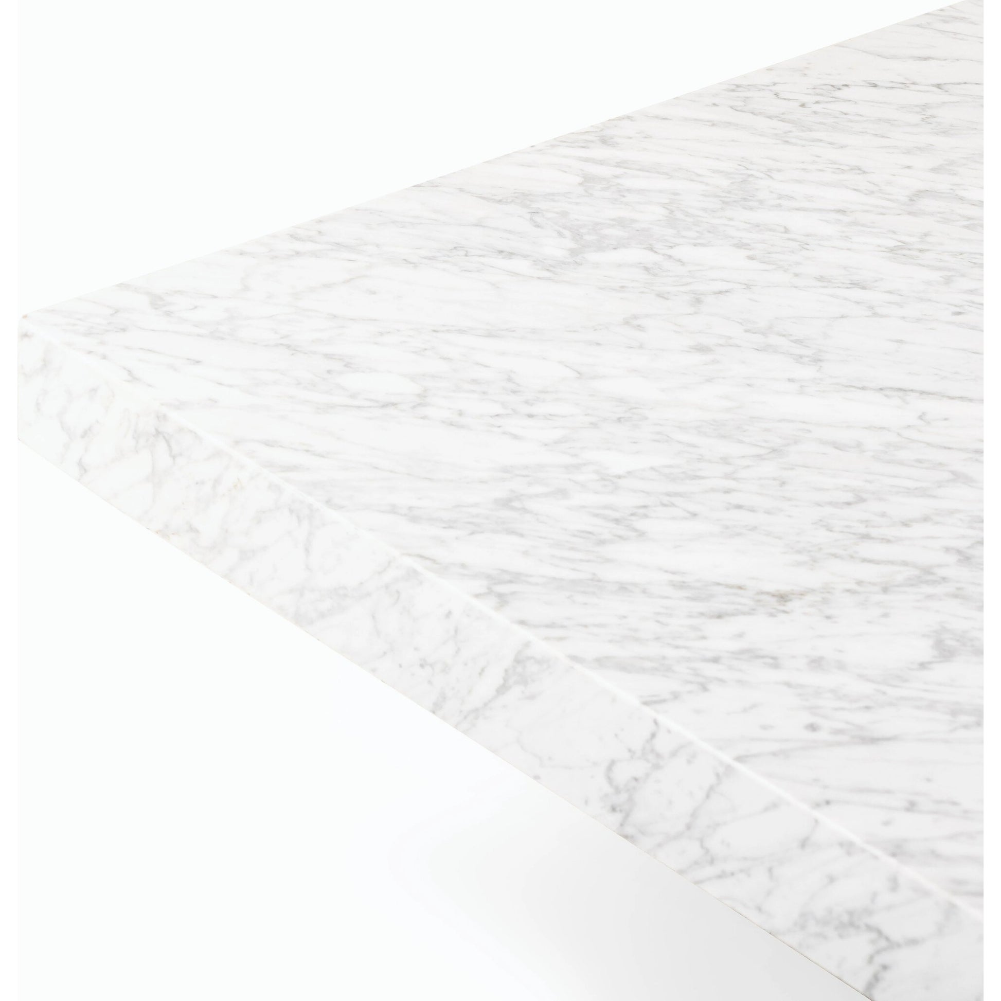 Bellamy Square Coffee Table by Four Hands in white carrara marble, smoked oak veneer and white carrara marble. Made from carrara solid, thick oak veneer, poplar plywood in a modern style.