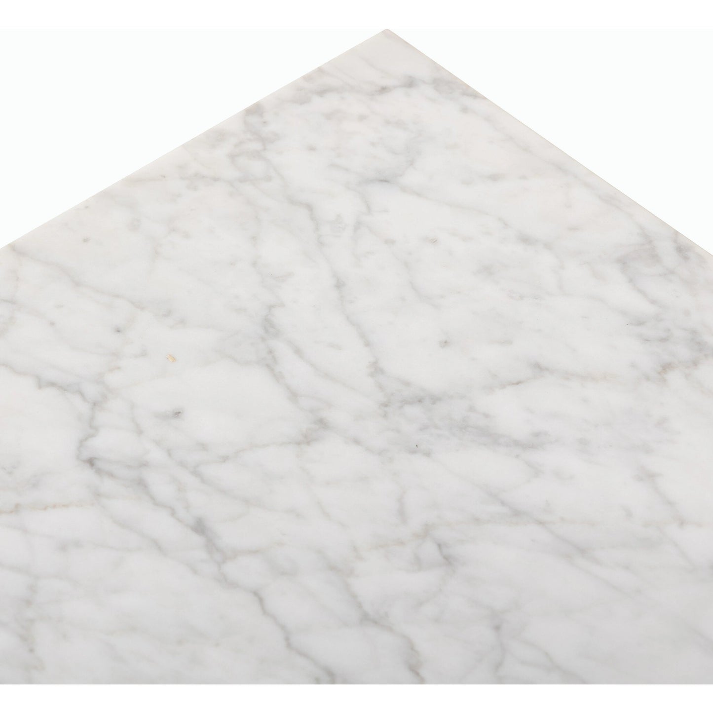 008 SI-2158059 | Closeup | Bellamy End Table by Four Hands in white carrara marble, smoked oak veneer and white carrara marble. Made from carrara solid, thick oak veneer, poplar plywood in a modern style.