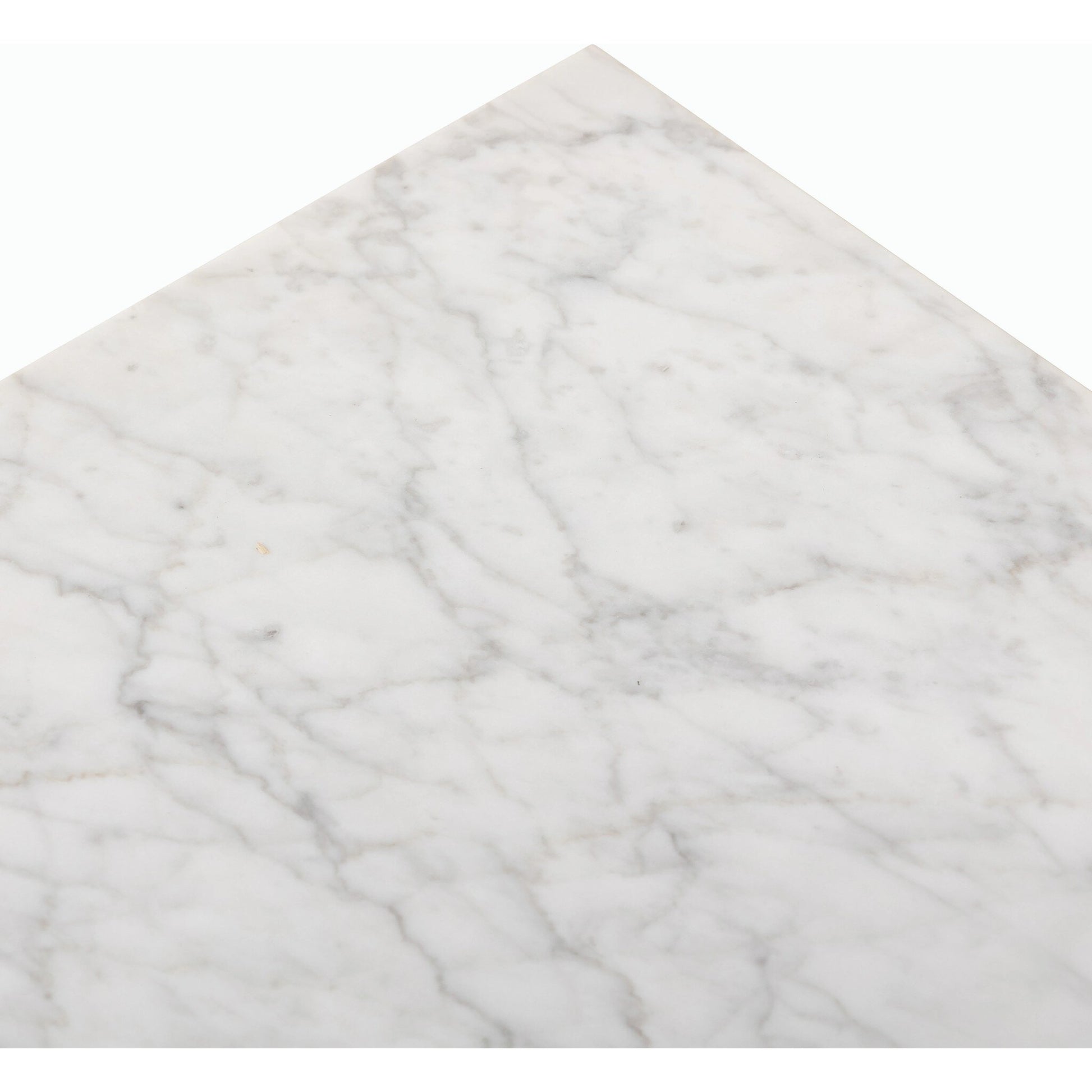 Bellamy End Table by Four Hands in white carrara marble, smoked oak veneer and white carrara marble. Made from carrara solid, thick oak veneer, poplar plywood in a modern style.