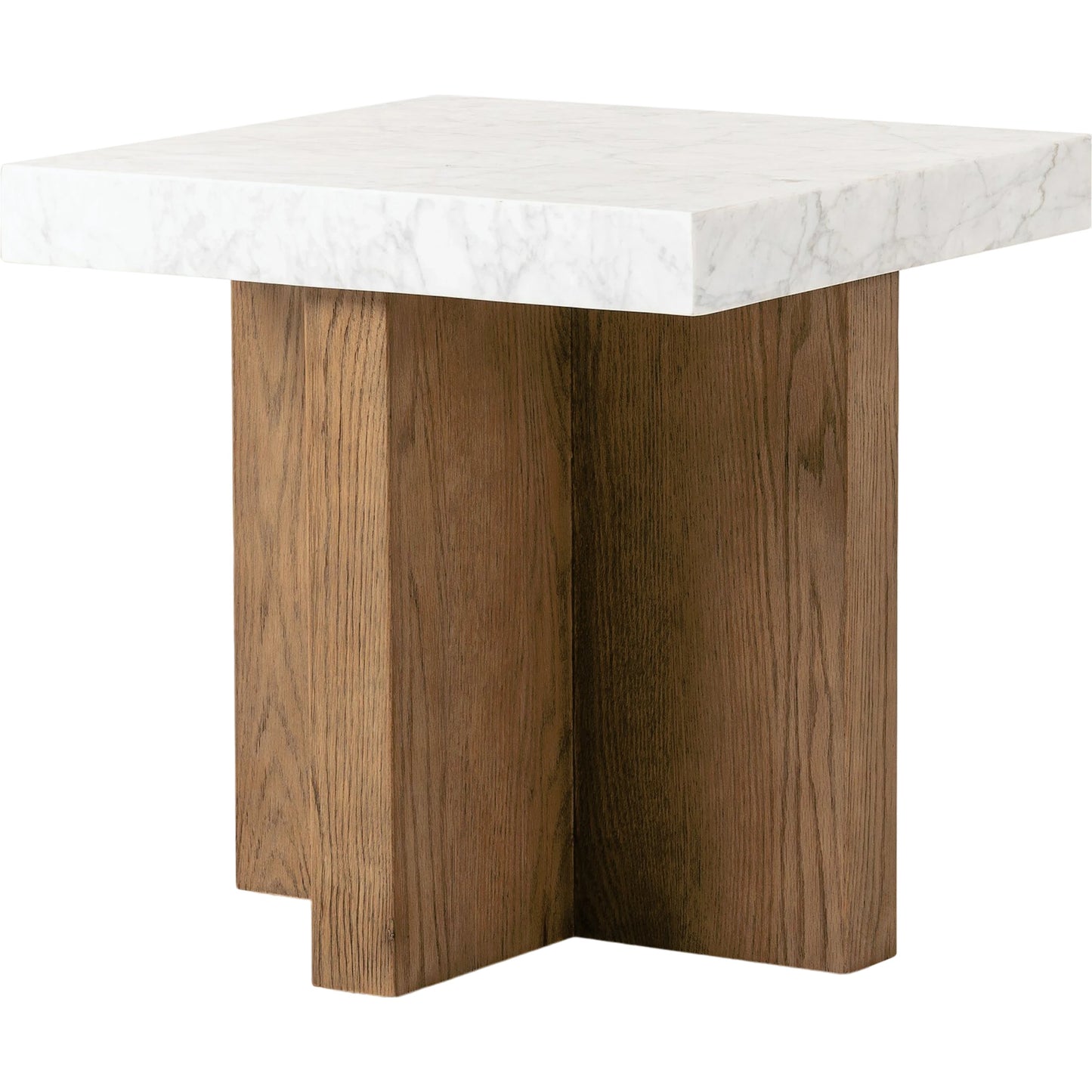 001 SI-2158059 | Primary Silo | Bellamy End Table by Four Hands in white carrara marble, smoked oak veneer and white carrara marble. Made from carrara solid, thick oak veneer, poplar plywood in a modern style.