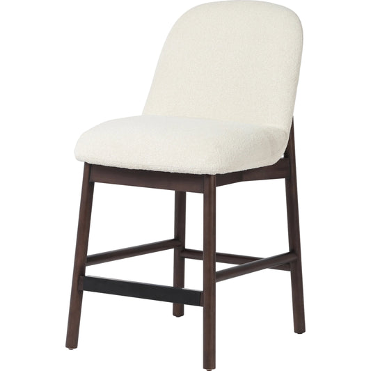 Sora Armless Counter Stool by Four Hands in fiqa boucle cream and black iron, mocha ash. Made from 100% polyester, solid ash, iron in a modern style.