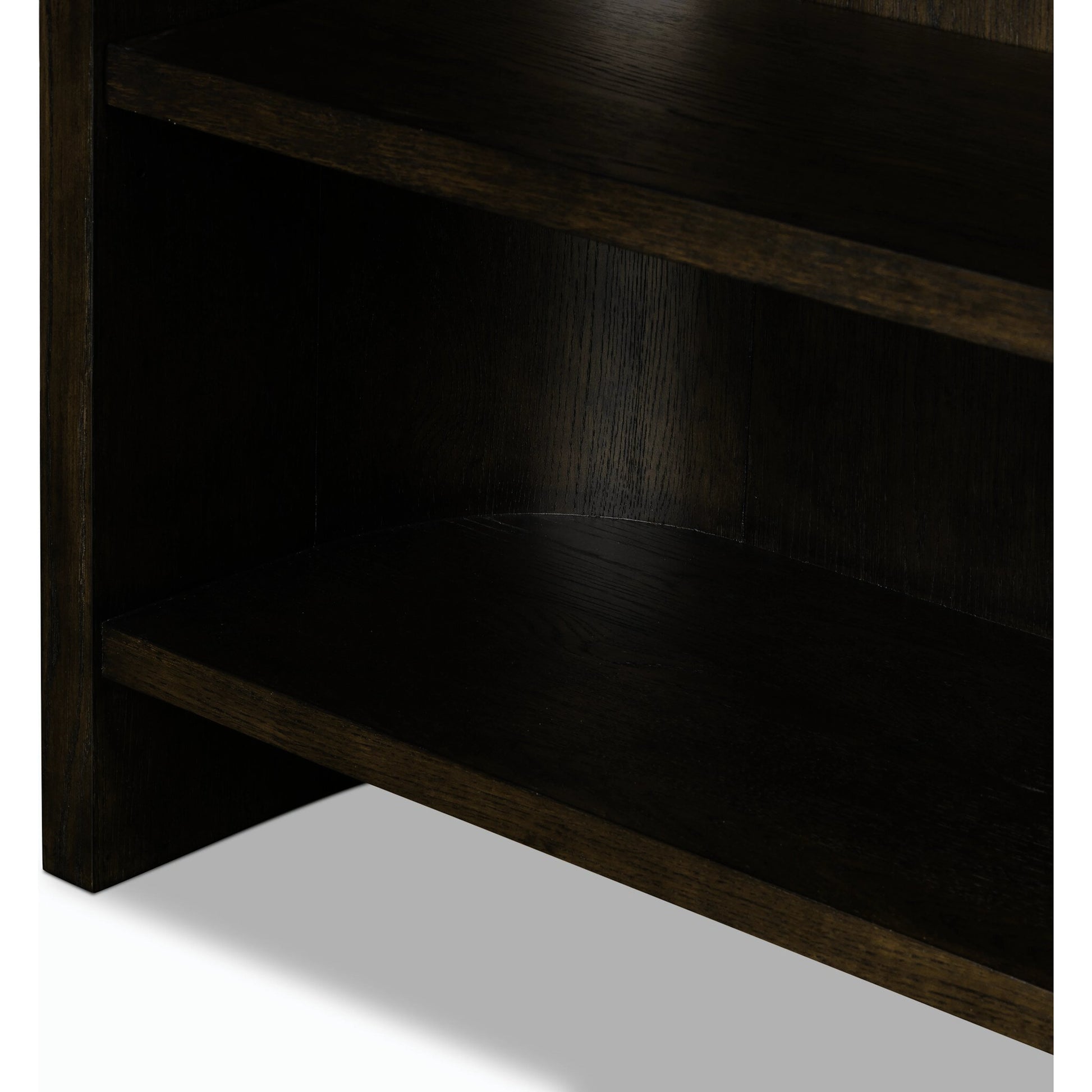 Lockhart Bookcase by Four Hands in rubbed black oak solid, rubbed black veneer and rubbed black oak solid. Made from solid oak, oak veneer in a modern style.
