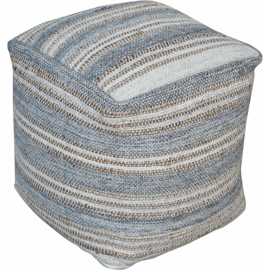 Mesick Handwoven Pouf by Uttermost in gray. Made from wool, hemp, cotton in a coastal style.