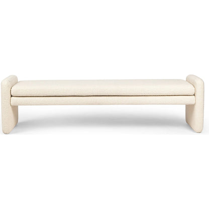 Serena Accent Bench by Four Hands in durham cream. Made from 61% polyester, 39% wool, poplar plywood, 100% polyester in a modern style.