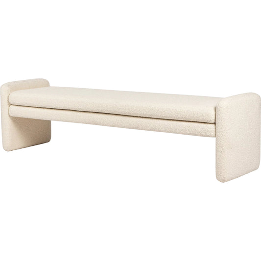 Serena Accent Bench by Four Hands in durham cream. Made from 61% polyester, 39% wool, poplar plywood, 100% polyester in a modern style.