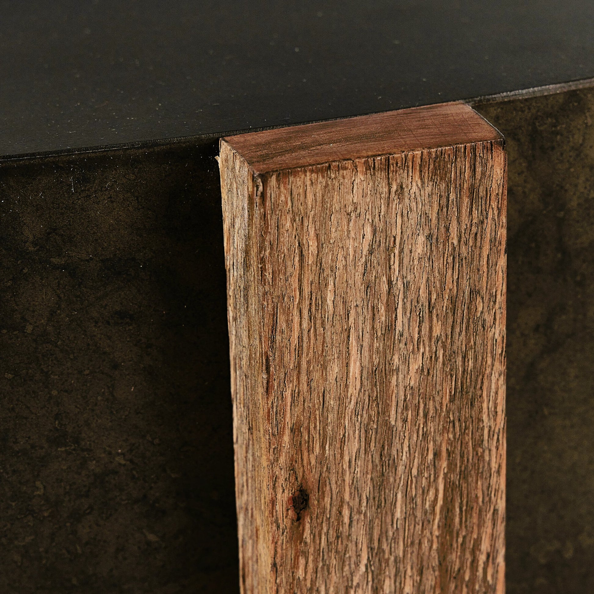 Bingham Large Coffee Table by Four Hands in distressed iron, rustic oak. Made from iron, thick oak veneer, engineered hardwood in a modern style.