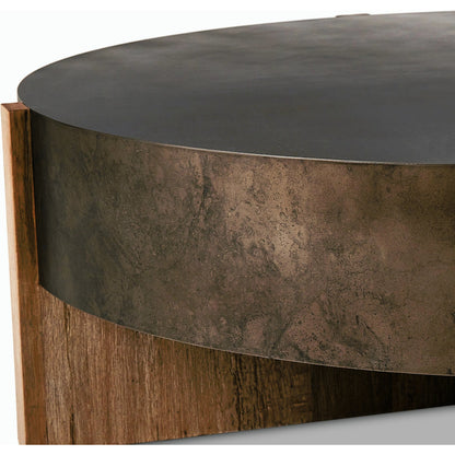 Bingham Large Coffee Table by Four Hands in distressed iron, rustic oak. Made from iron, thick oak veneer, engineered hardwood in a modern style.