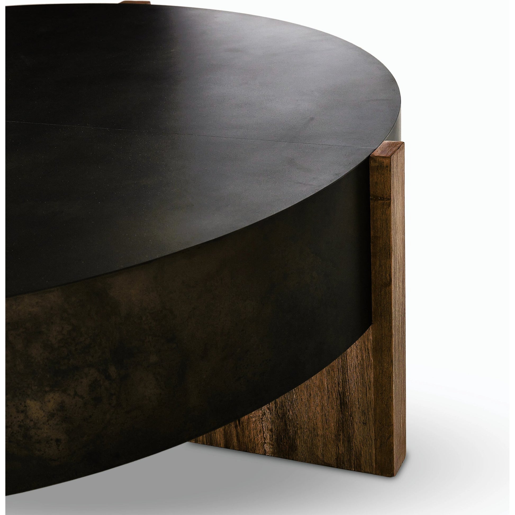 Bingham Large Coffee Table by Four Hands in distressed iron, rustic oak. Made from iron, thick oak veneer, engineered hardwood in a modern style.