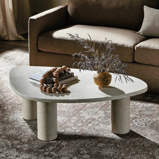 Zion Coffee Table by Four Hands. Made from solid marble, engineered hardwood in a modern style.