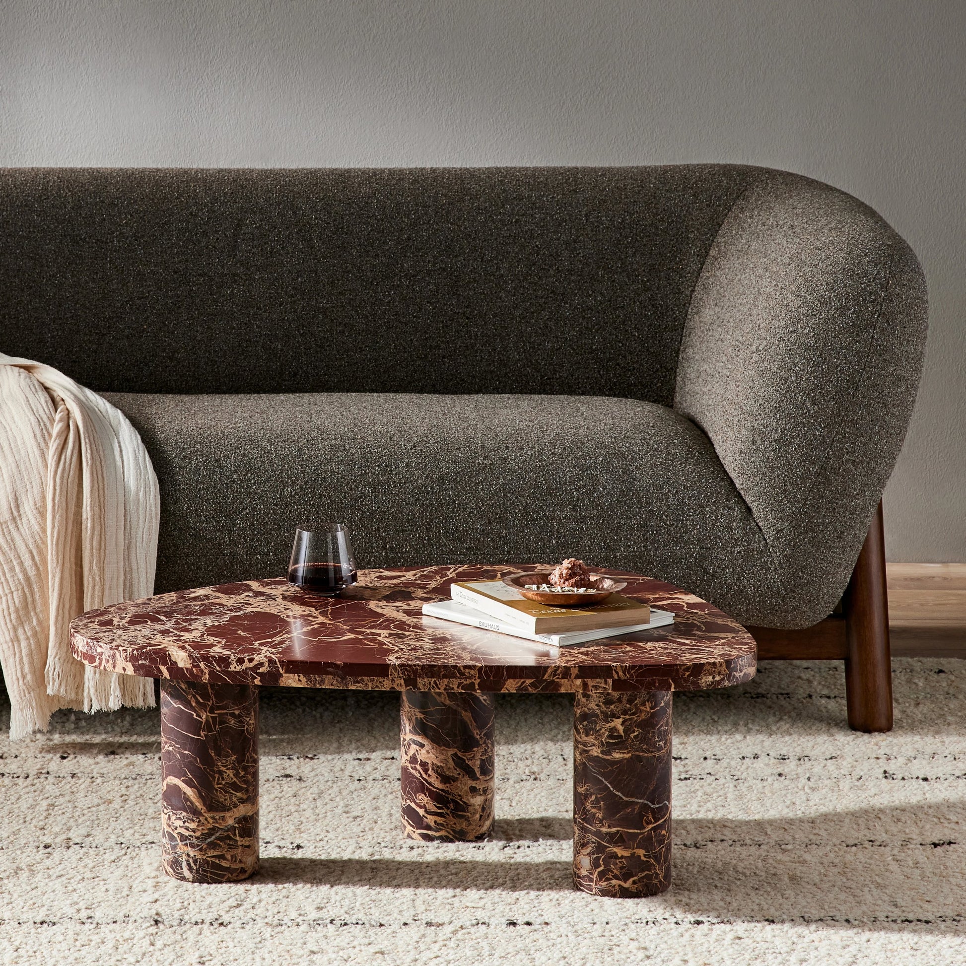 Zion Coffee Table by Four Hands. Made from solid marble, engineered hardwood in a modern style.