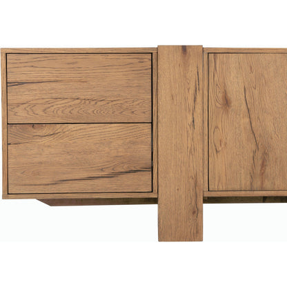 Fisher Media Console by Four Hands. Made from thick oak veneer in a modern style.
