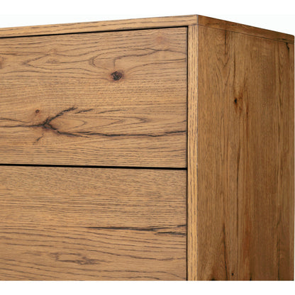 Fisher Media Console by Four Hands. Made from thick oak veneer in a modern style.