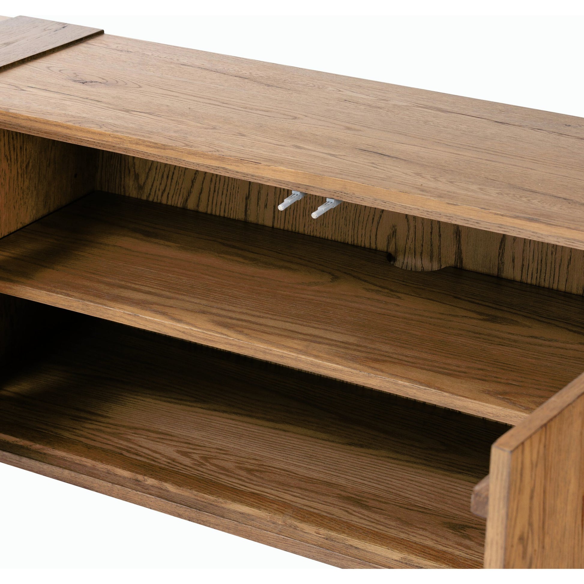 Fisher Media Console by Four Hands. Made from thick oak veneer in a modern style.