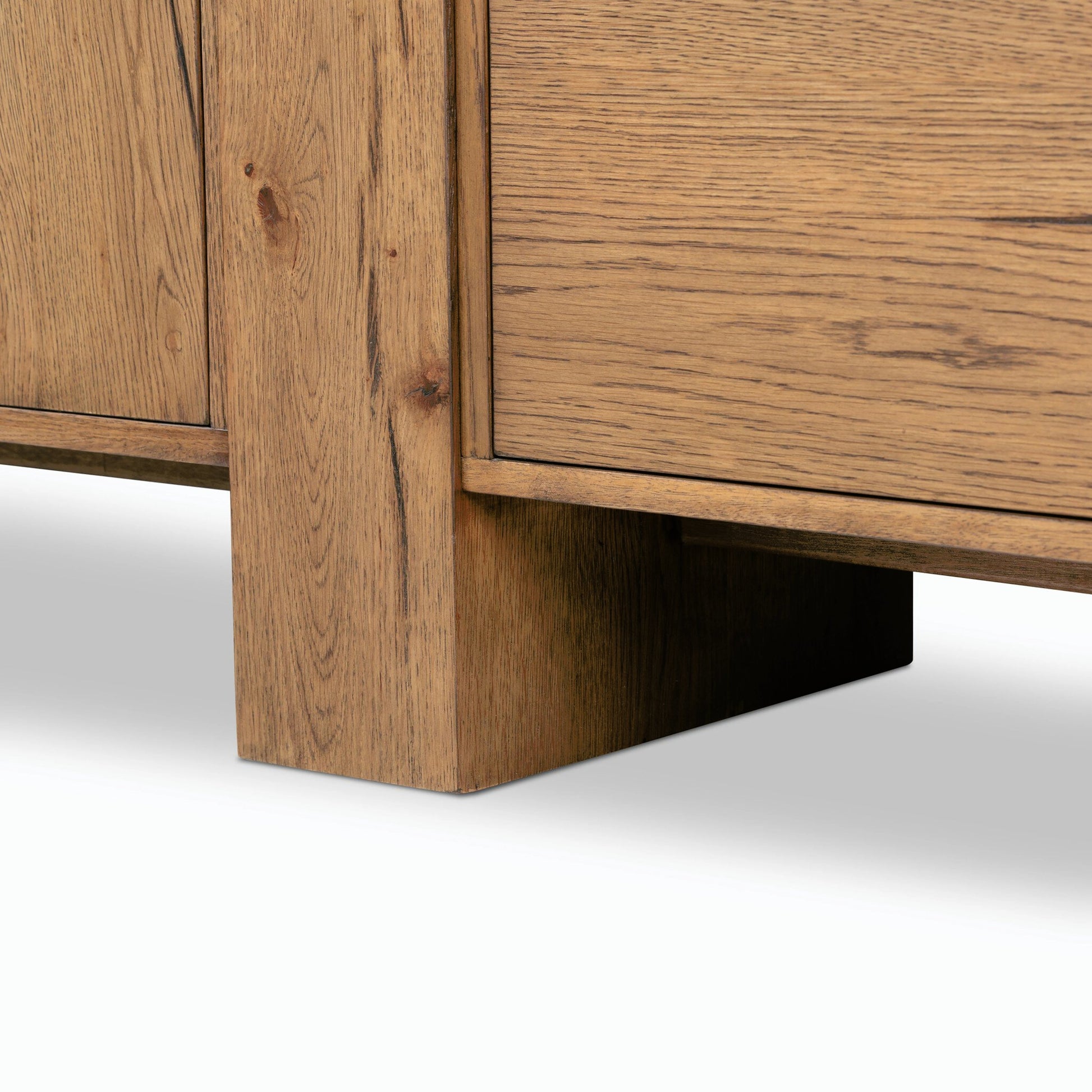 Fisher Media Console by Four Hands. Made from thick oak veneer in a modern style.