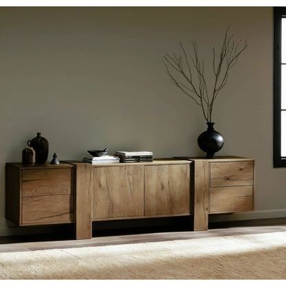 Fisher Media Console by Four Hands. Made from thick oak veneer in a modern style.