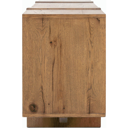 Fisher Media Console by Four Hands. Made from thick oak veneer in a modern style.