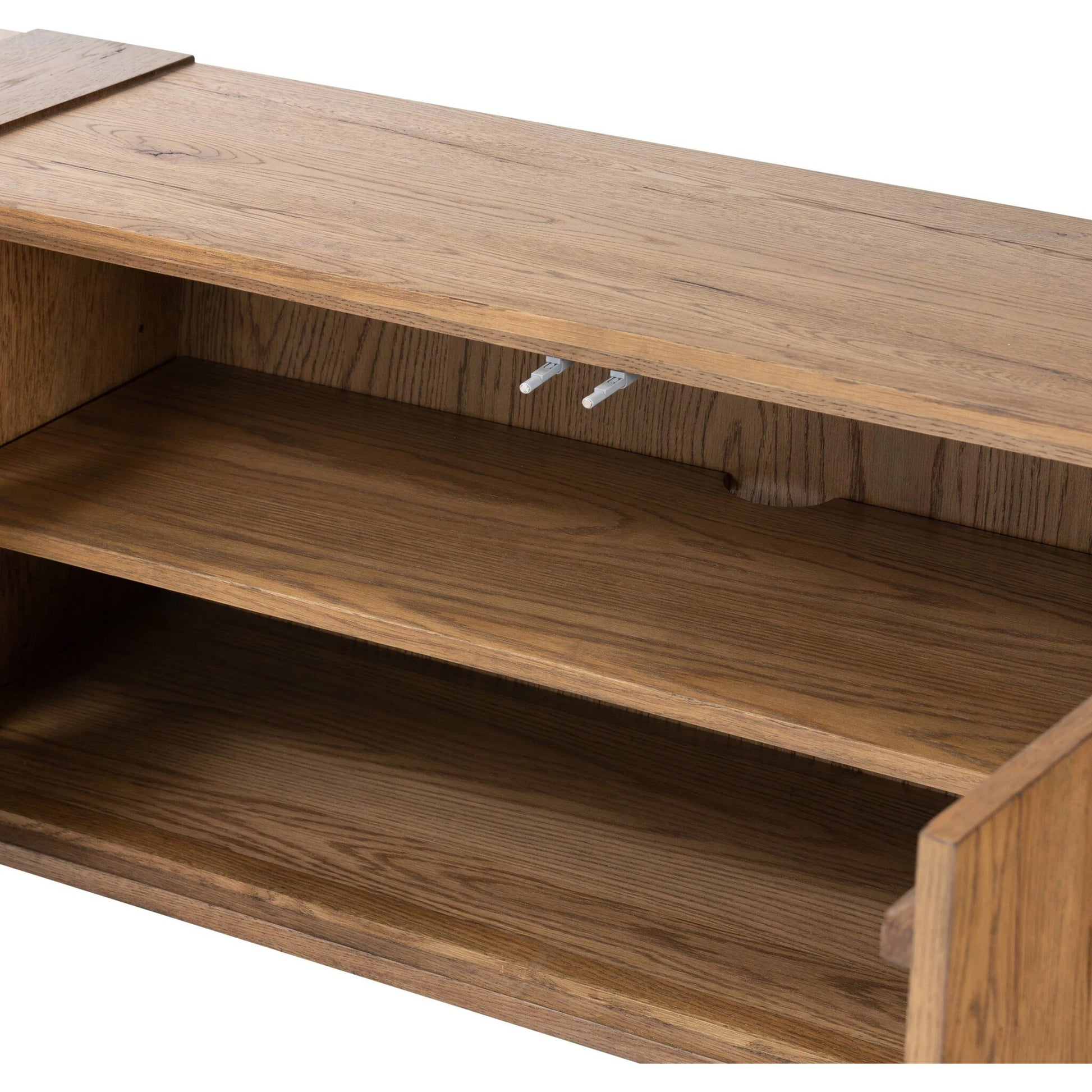 Fisher Media Console by Four Hands. Made from thick oak veneer in a modern style.