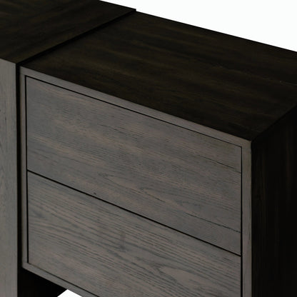 Fisher Media Console by Four Hands. Made from thick oak veneer in a modern style.
