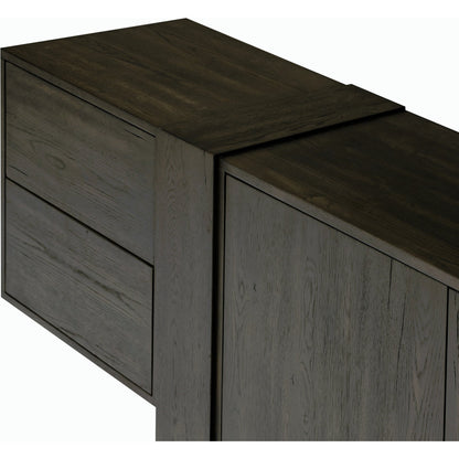Fisher Media Console by Four Hands. Made from thick oak veneer in a modern style.
