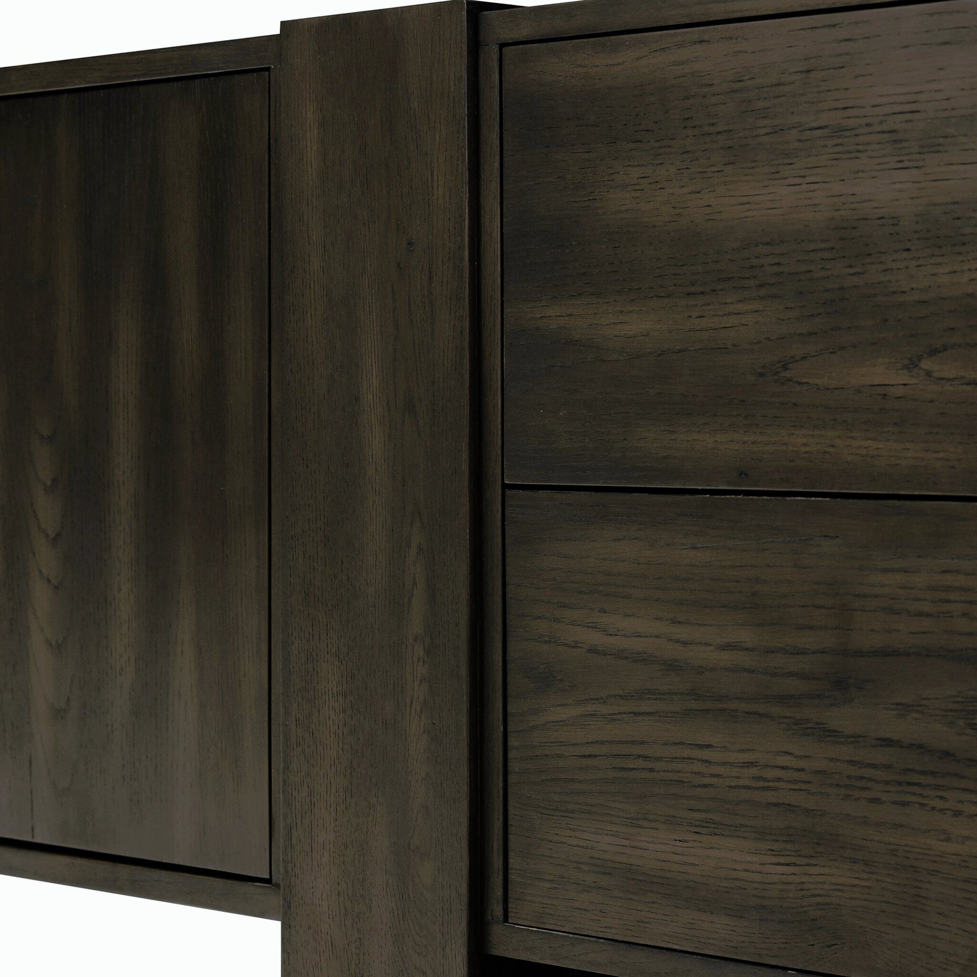 Fisher Media Console by Four Hands. Made from thick oak veneer in a modern style.