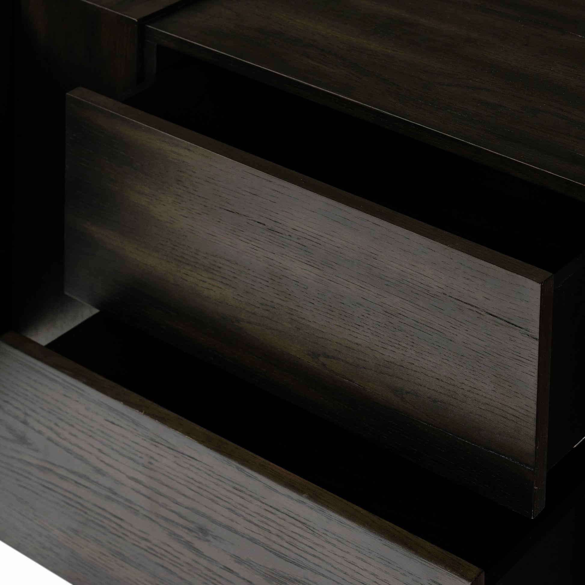 Fisher Media Console by Four Hands. Made from thick oak veneer in a modern style.