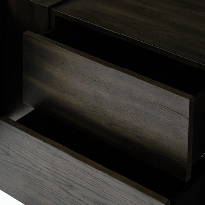 Fisher Media Console by Four Hands. Made from thick oak veneer in a modern style.