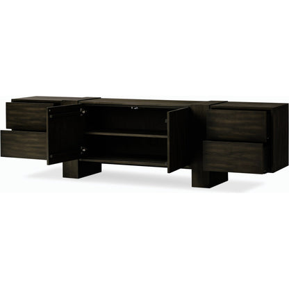 Fisher Media Console by Four Hands. Made from thick oak veneer in a modern style.