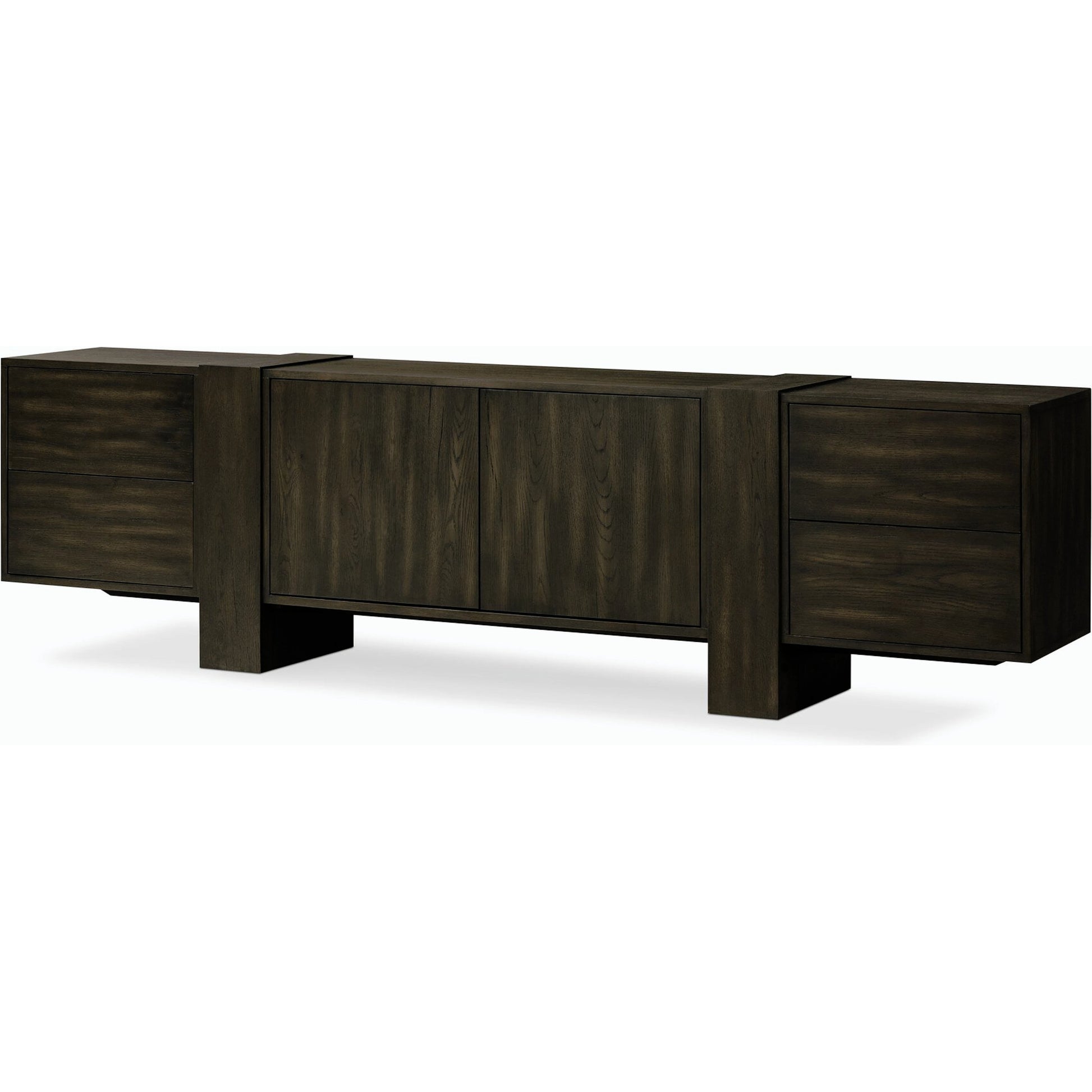Fisher Media Console by Four Hands. Made from thick oak veneer in a modern style.
