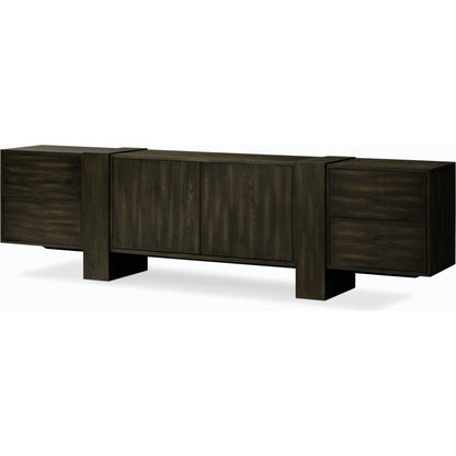 Fisher Media Console by Four Hands. Made from thick oak veneer in a modern style.