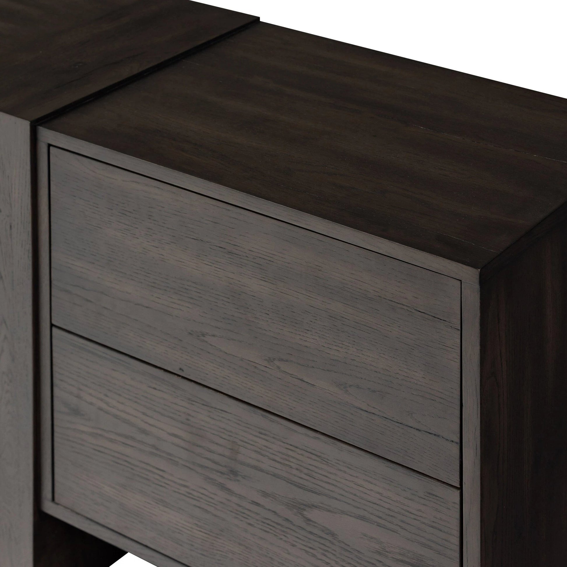 Fisher Media Console by Four Hands. Made from thick oak veneer in a modern style.