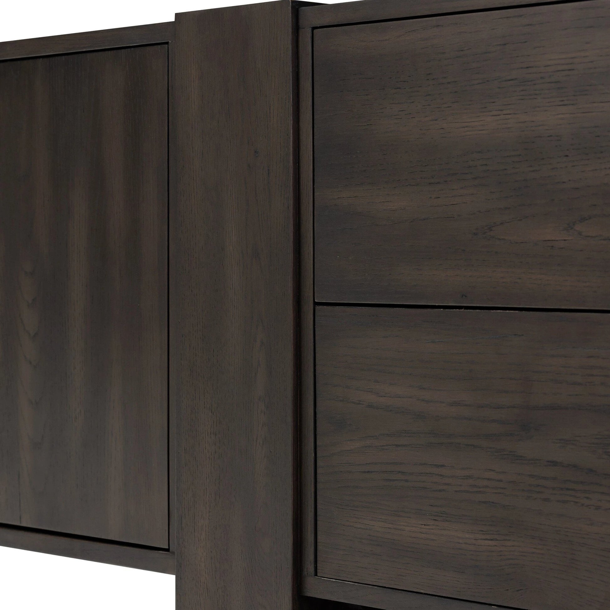 Fisher Media Console by Four Hands. Made from thick oak veneer in a modern style.